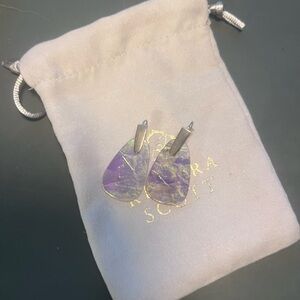 KENDRA SCOTT Marty earrings in amethyst dichroic crackle Purple and Silver